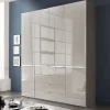 Wohnen Kleiderschränke<4-türiger Kombi-Kleiderschrank in Hellgrau Glas - Korcula