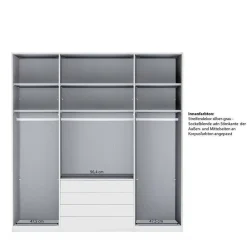 Wohnen Kleiderschränke<4-türiger Kombi-Kleiderschrank in Hellgrau Glas - Korcula