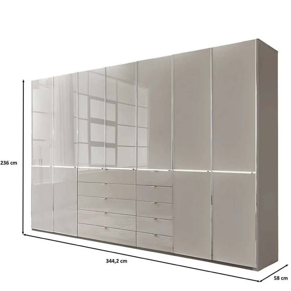 Wohnen Kleiderschränke|Schränke<7-türiger Kombi-Kleiderschrank 345 cm breit - Nucina
