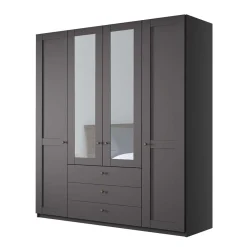 Wohnen Kleiderschränke|Schränke<4-türiger Kombi-Schlafzimmerschrank in Dunkelgrau - Mataram