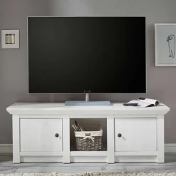 Wohnen Tv & Hifi-Möbel|Lowboards<2-türiger Landhaus TV Schrank in Weiß - Chelles