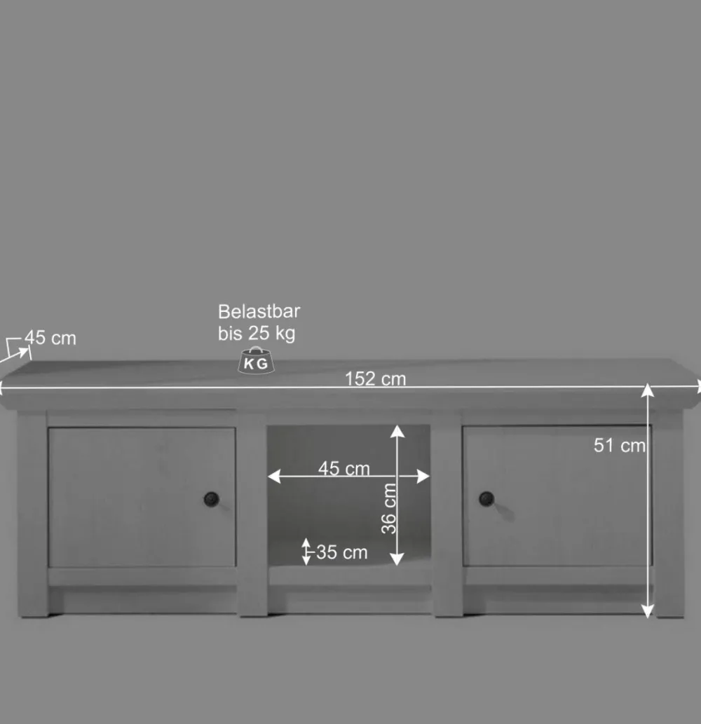 Wohnen Tv & Hifi-Möbel|Lowboards<2-türiger Landhaus TV Schrank in Weiß - Chelles