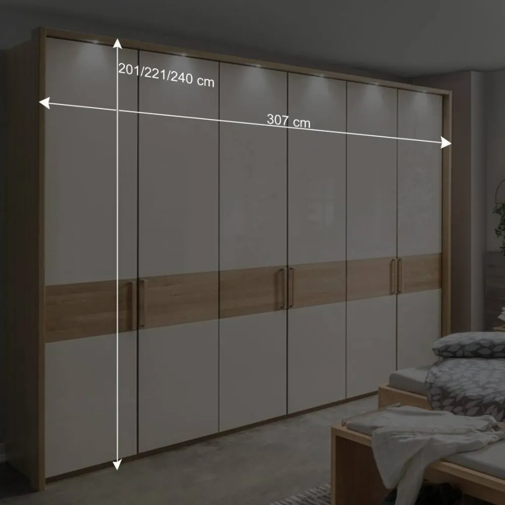 Wohnen Kleiderschränke|Schränke<6-türiger Schlafraum Kleiderschrank in Glas Beige - Emdsiva I