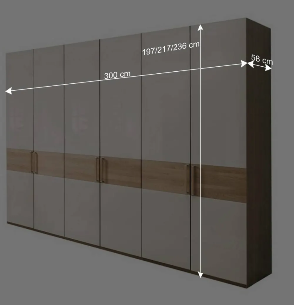 Wohnen Kleiderschränke|Schränke<6-türiger Schlafraum Kleiderschrank in Glas Beige - Emdsiva I