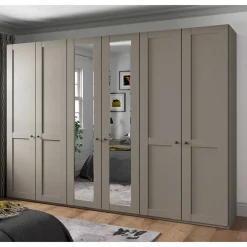 Wohnen Kleiderschränke|Schränke<6-türiger Schlafzimmer Kleiderschrank in Hellgrau - Ridonna
