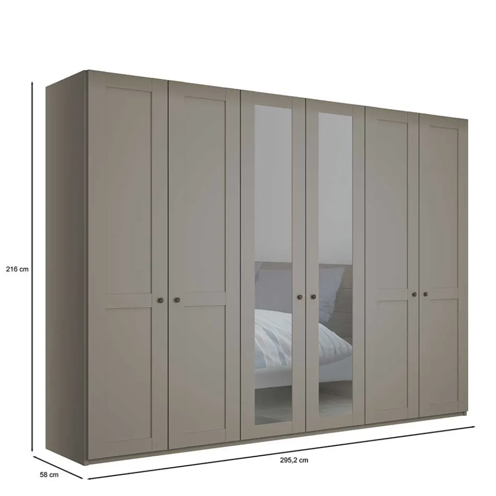 Wohnen Kleiderschränke|Schränke<6-türiger Schlafzimmer Kleiderschrank in Hellgrau - Ridonna