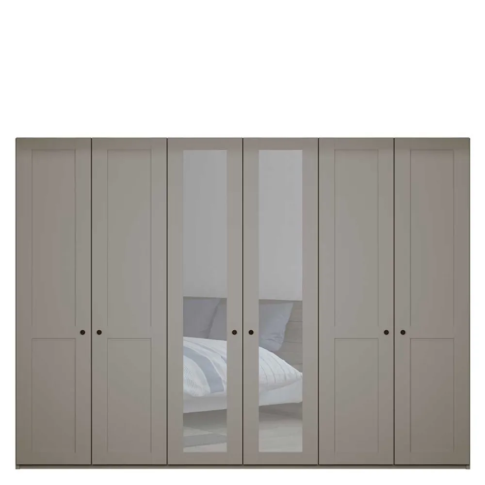 Wohnen Kleiderschränke|Schränke<6-türiger Schlafzimmer Kleiderschrank in Hellgrau - Ridonna