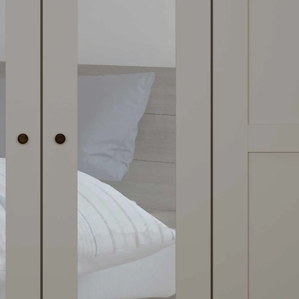 Wohnen Kleiderschränke|Schränke<6-türiger Schlafzimmer Kleiderschrank in Hellgrau - Ridonna