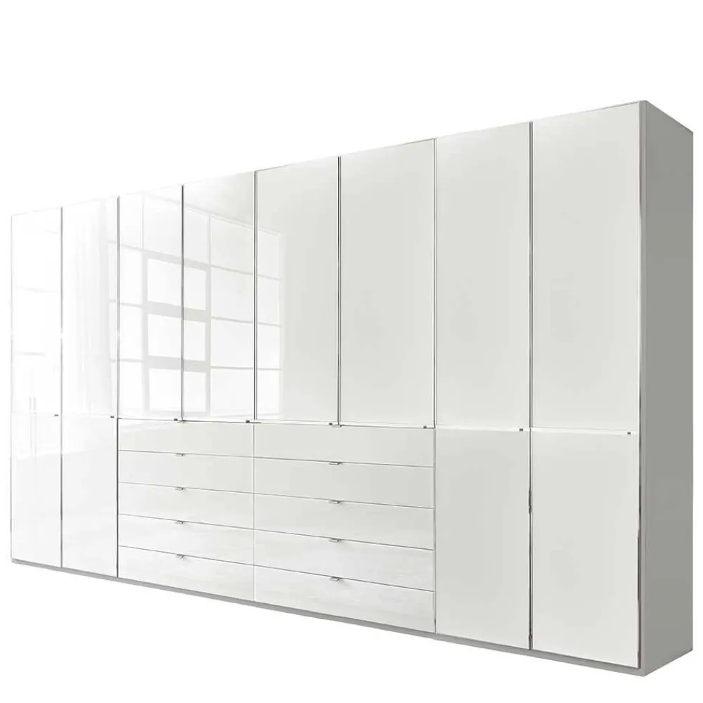 Wohnen Kleiderschränke<8-türiger Schlafzimmerschrank in Weiß Glasfront - Rocca