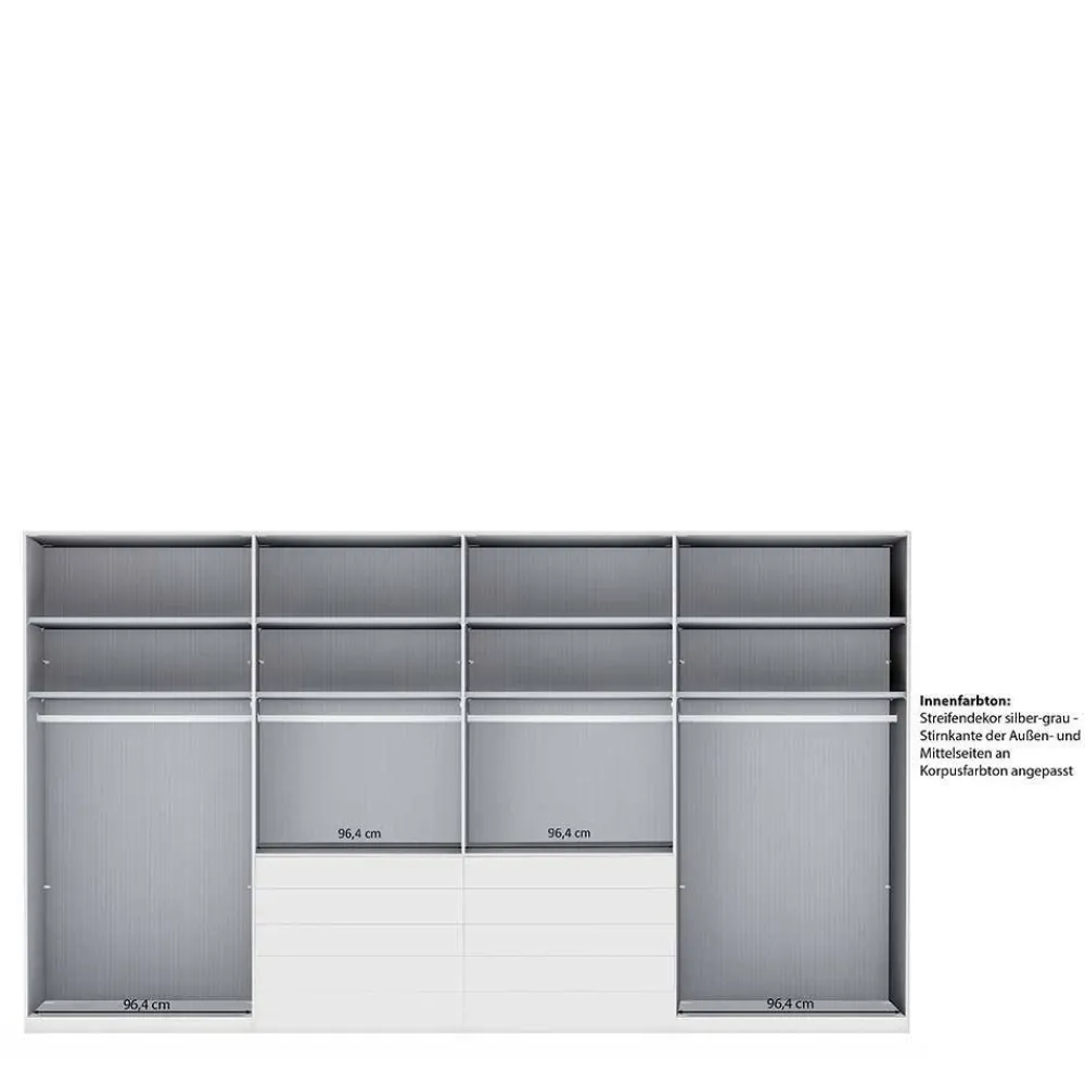 Wohnen Kleiderschränke<8-türiger Schlafzimmerschrank in Weiß Glasfront - Rocca
