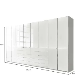Wohnen Kleiderschränke<8-türiger Schlafzimmerschrank in Weiß Glasfront - Rocca
