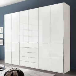 Wohnen Kleiderschränke<6-türiger Schlafzimmerschrank in Weiß Glasfront - Rocca