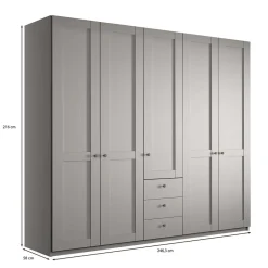 Wohnen Kleiderschränke|Schränke<5-türiger Schlafzimmer-Schrank in Hellgrau - Ridonna