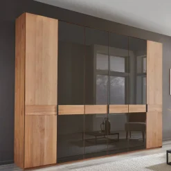 Wohnen Kleiderschränke|Schränke<6-türiger Schlafzimmerschrank mit Glas - Hung
