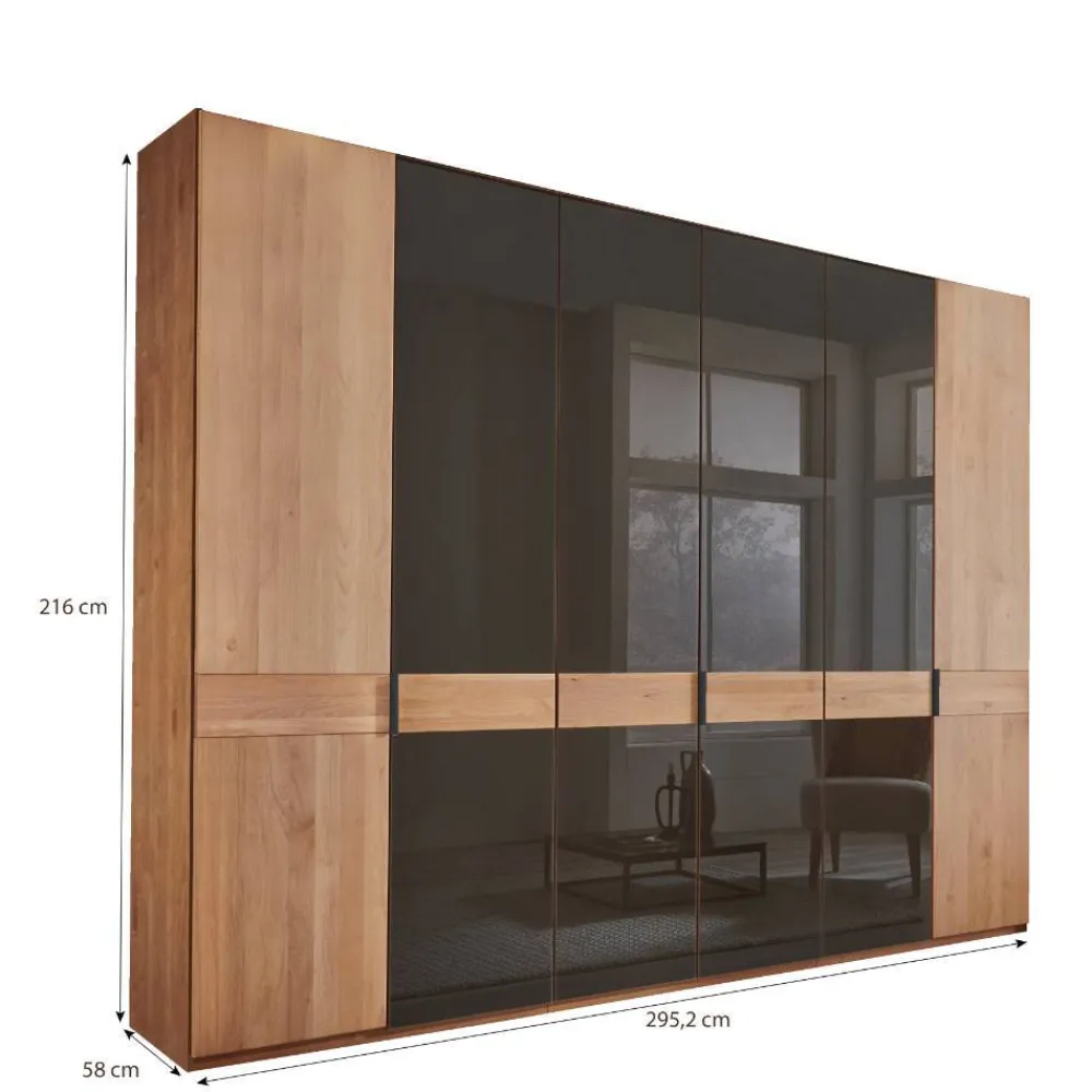 Wohnen Kleiderschränke|Schränke<6-türiger Schlafzimmerschrank mit Glas - Hung