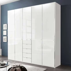 Wohnen Kleiderschränke<5-türiger Schlafzimmerschrank in Weiß Glasfront - Rocca