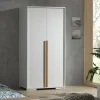Wohnen Kleiderschränke|Schränke<2-türiger Schlafzimmerschrank in Weiß mit Buche - Eldrus