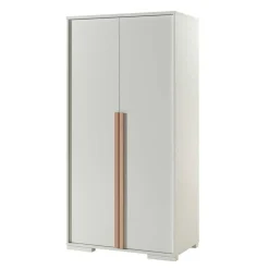 Wohnen Kleiderschränke|Schränke<2-türiger Schlafzimmerschrank in Weiß mit Buche - Eldrus