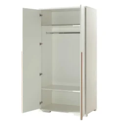 Wohnen Kleiderschränke|Schränke<2-türiger Schlafzimmerschrank in Weiß mit Buche - Eldrus