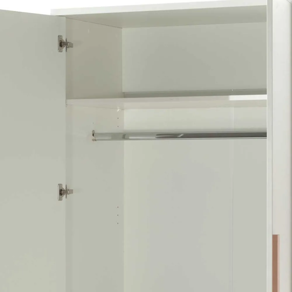 Wohnen Kleiderschränke|Schränke<2-türiger Schlafzimmerschrank in Weiß mit Buche - Eldrus