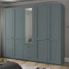 Wohnen Kleiderschränke<5-türiger Schlafzimmerschrank in Graugrün - Rajavo