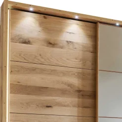 Wohnen Kleiderschränke|Schränke<4-türiger Schwebetürenschrank in Eiche Bianco - Brownie