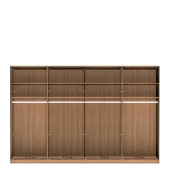 Wohnen Kleiderschränke|Schränke<4-türiger Schwebetürenschrank in Eiche Bianco - Brownie