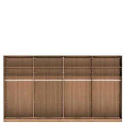 Wohnen Kleiderschränke|Schränke<4-türiger Schwebetürenschrank in Eiche Bianco - Brownie
