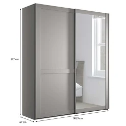 Wohnen Kleiderschränke|Schränke<2-türiger Schwebetüren-Schrank mit Spiegel - Ridonna