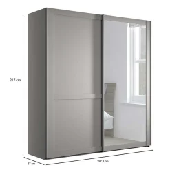 Wohnen Kleiderschränke|Schränke<2-türiger Schwebetüren-Schrank mit Spiegel - Ridonna