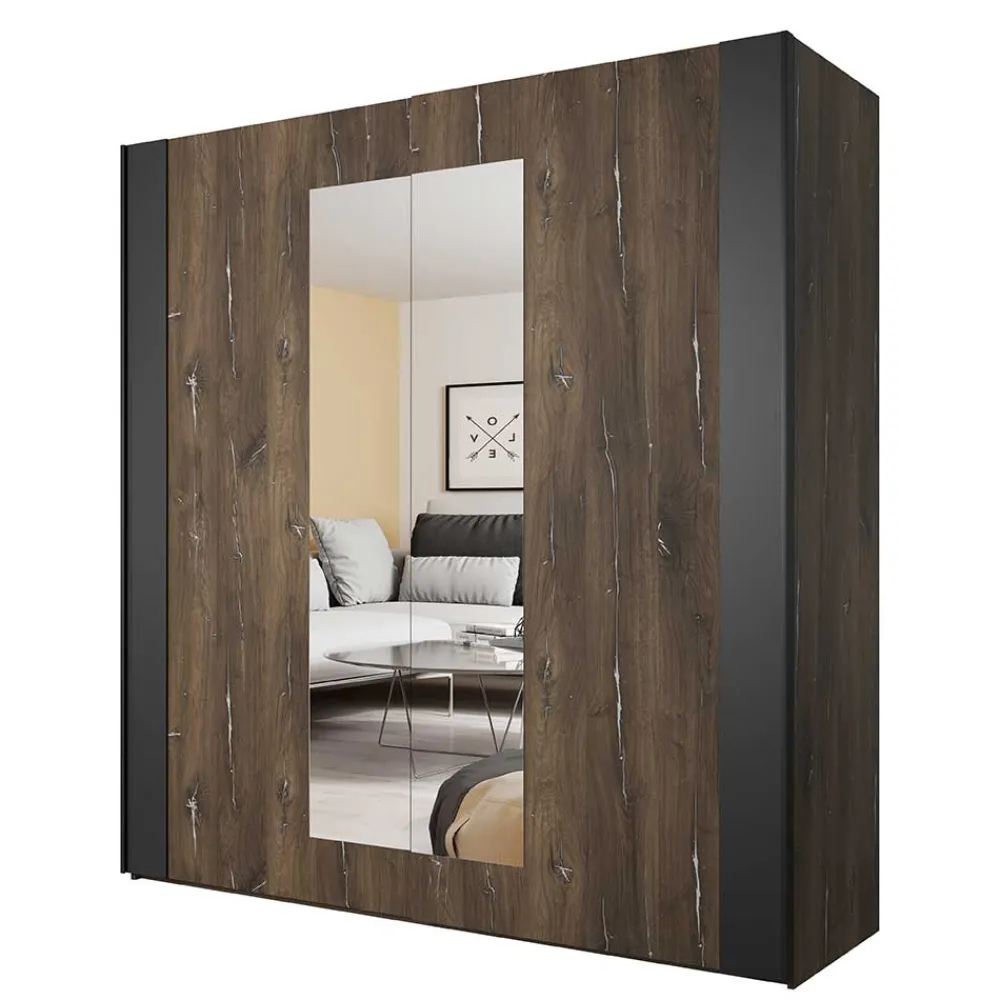 Wohnen Kleiderschränke<2-türiger Schwebetürenschrank mit Spiegel - 200x213x64 - Rose