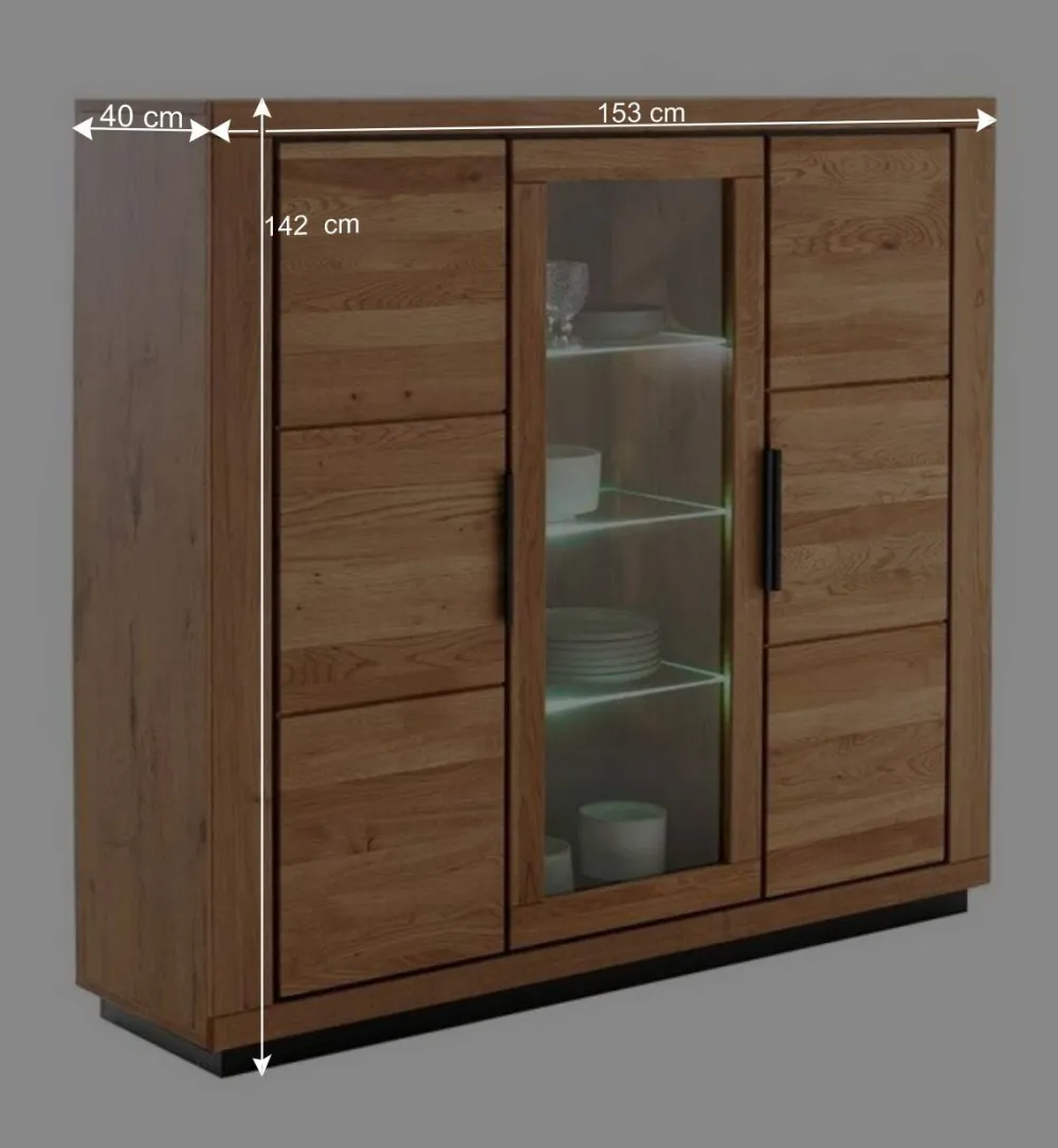 Wohnen Highboards|Vitrinen<3-türiger Wohnzimmerschrank 153x142x40 cm - Vlacoma