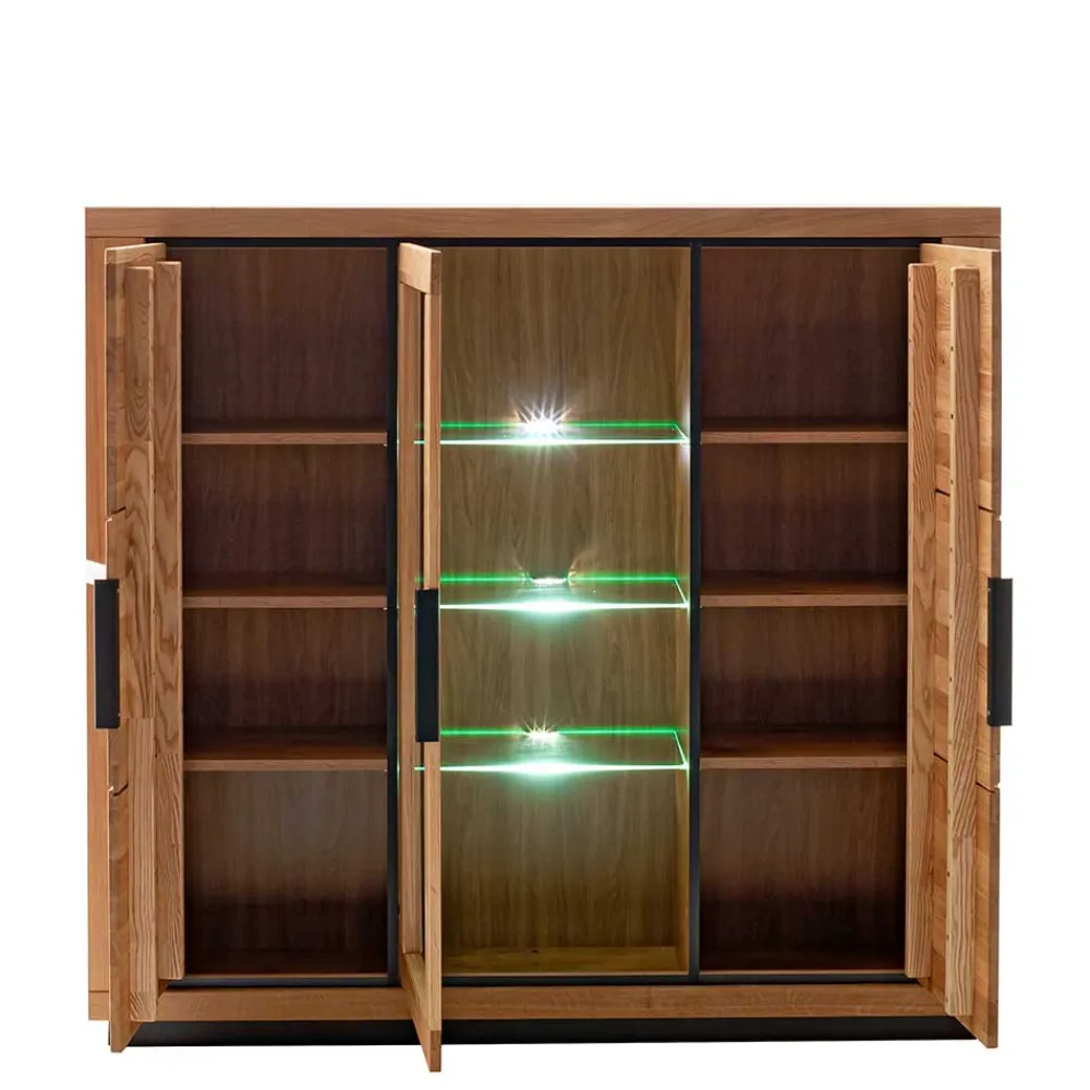 Wohnen Highboards|Vitrinen<3-türiger Wohnzimmerschrank 153x142x40 cm - Vlacoma