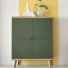 Wohnen Highboards<4-türiges Highboard in Graugrün und Wildeiche - Oliva