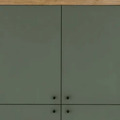 Wohnen Highboards<4-türiges Highboard in Graugrün und Wildeiche - Oliva