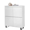 Wohnen Highboards<4-türiges Highboard in Weiß mit Schwarz - Atela