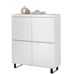 Wohnen Highboards<4-türiges Highboard in Weiß mit Schwarz - Atela