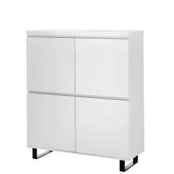 Wohnen Highboards<4-türiges Highboard in Weiß mit Schwarz - Atela