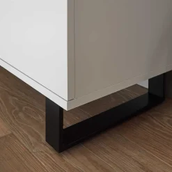 Wohnen Highboards<4-türiges Highboard in Weiß mit Schwarz - Atela