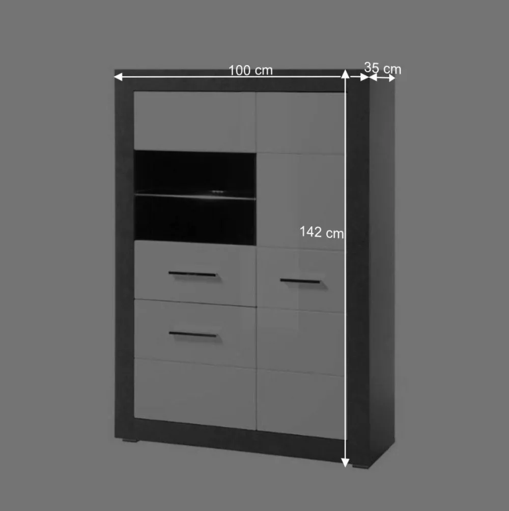 Wohnen Highboards|Vitrinen<3-türiges Highboard mit Glas Einsatz - Istensa