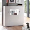 Wohnen Highboards|Vitrinen<3-türiges Highboard mit Glas Einsatz in Weiß - Hazime