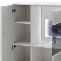 Wohnen Highboards|Vitrinen<3-türiges Highboard mit Glas Einsatz in Weiß - Hazime