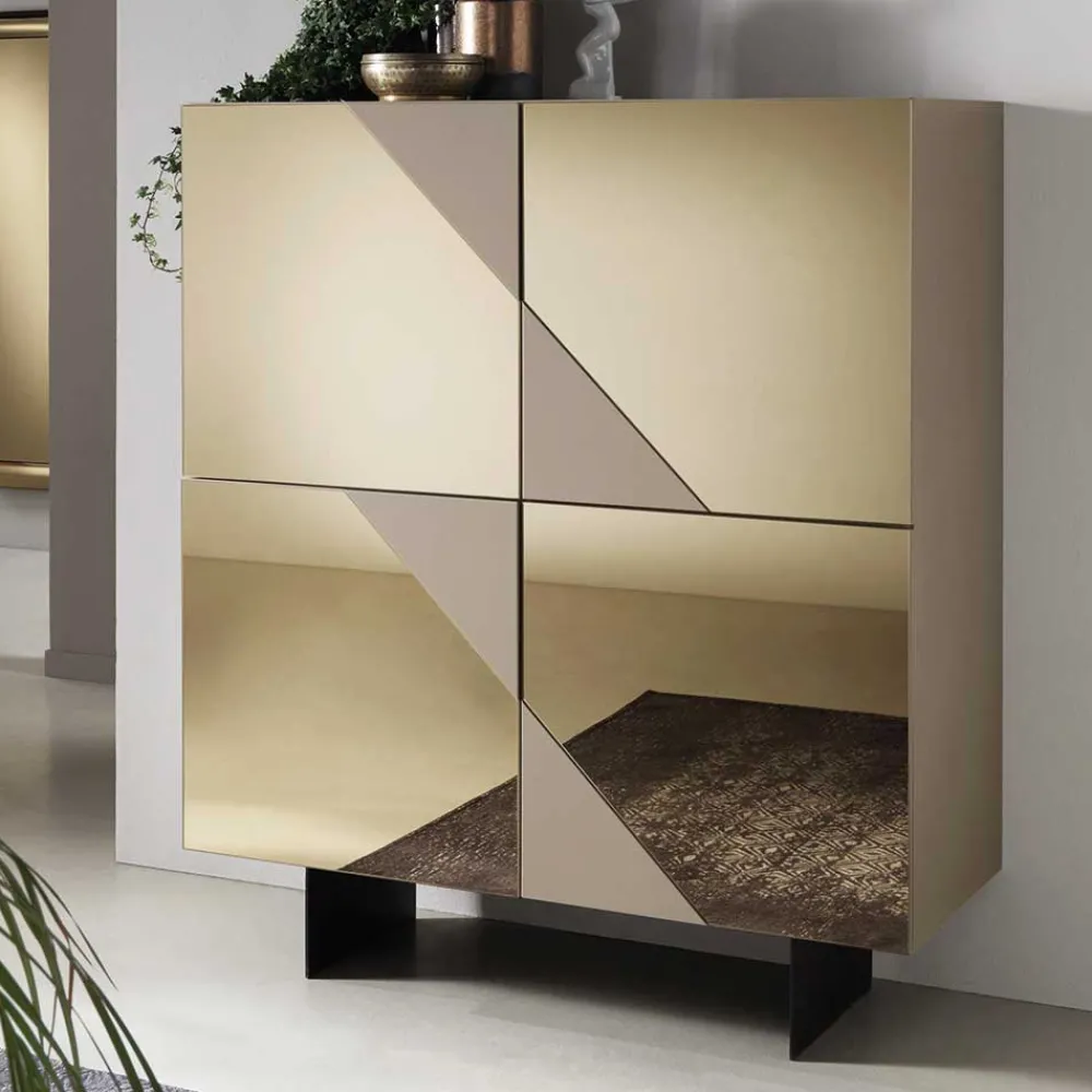 Wohnen Highboards<4-türiges Highboard mit Spiegelglas in Bronze - Razepta