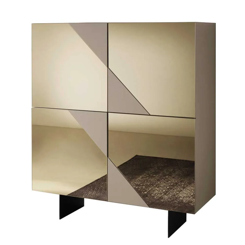 Wohnen Highboards<4-türiges Highboard mit Spiegelglas in Bronze - Razepta