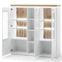Wohnen Highboards|Vitrinen<3-türiges Highboard Vitrine beleuchtet LED - Caldri
