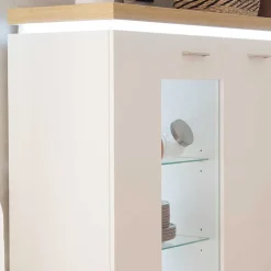 Wohnen Highboards|Vitrinen<3-türiges Highboard Vitrine beleuchtet LED - Caldri