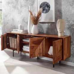 Wohnen Tv & Hifi-Möbel|Lowboards<4-türiges Massivholz Sideboard 140 cm breit - Surin