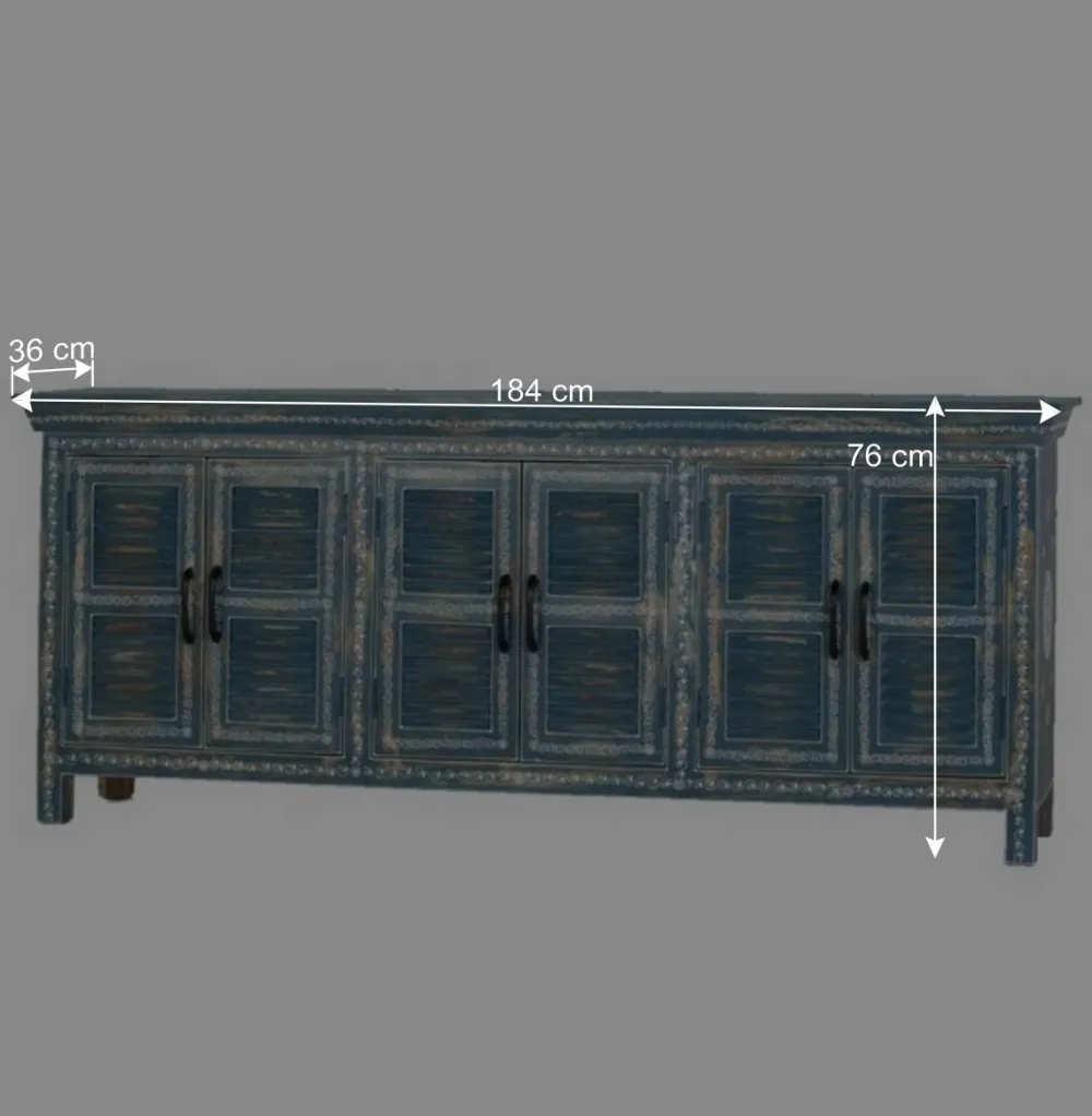 Wohnen Sideboards<6-türiges Sideboard in Blau - Enrossino