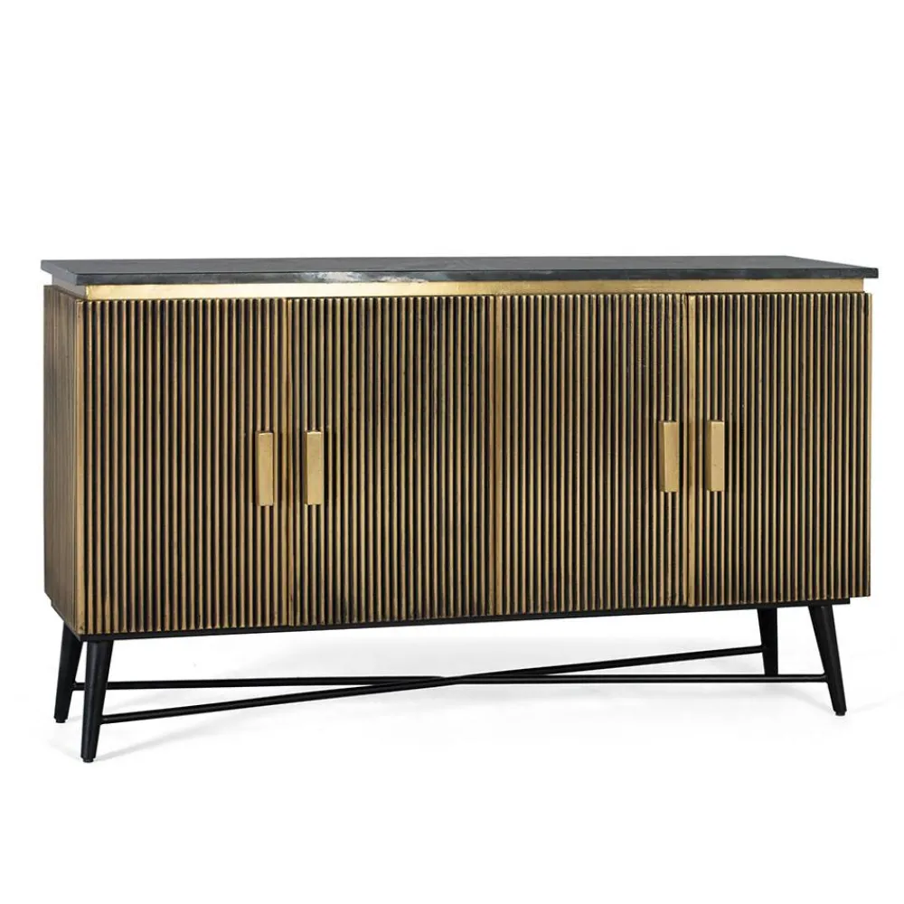 Wohnen Sideboards<4-türiges Sideboard mit Marmor Platte - Hayato