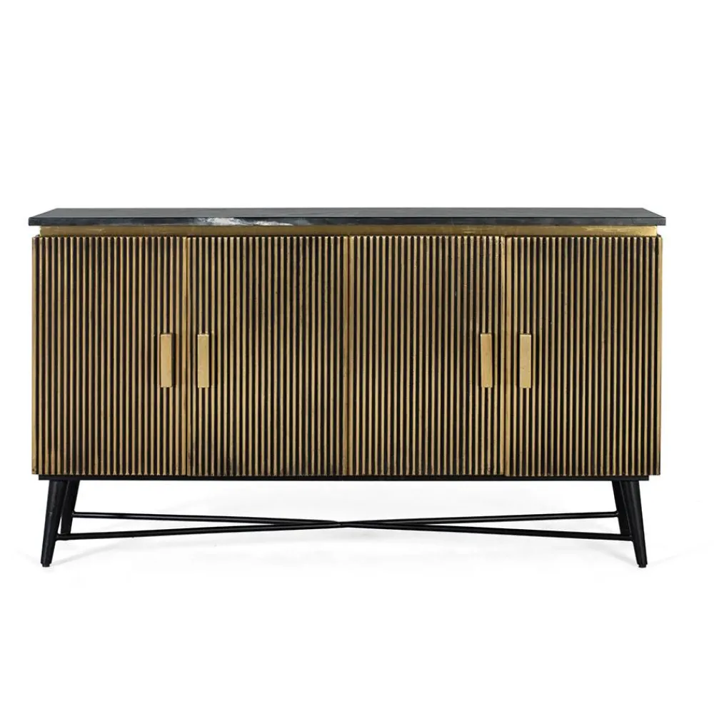 Wohnen Sideboards<4-türiges Sideboard mit Marmor Platte - Hayato